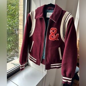 scotch & soda varsity jacket red/burgundy size small/med